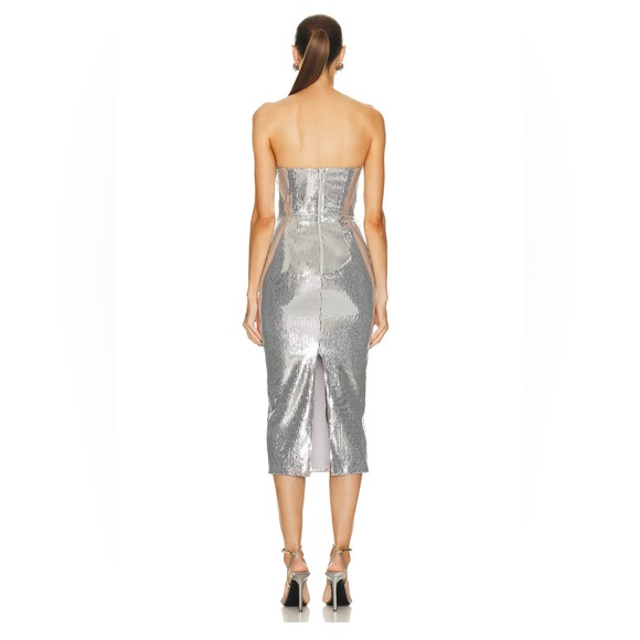 Sequin Curved Strapless Drape Dress - Picture 3 of 10